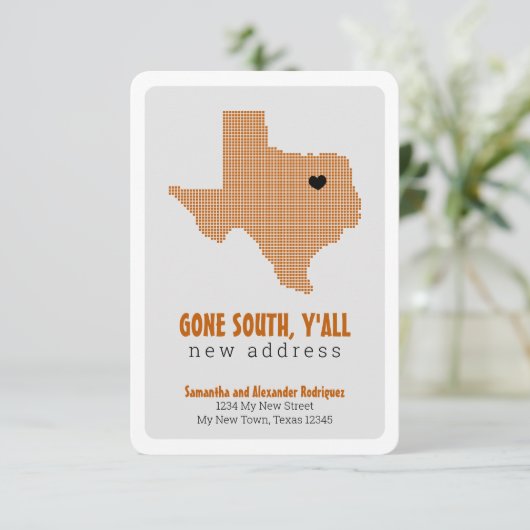 Faire-part Orange Brûlé Est Parti Sud, Y'All Moving (Debout devant)