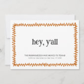 Faire-part Orange Brûlé Hey Y'all - Déménagé au Texas (Devant)