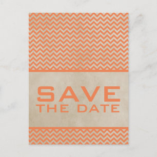 Faire-part Orange Chic Chevron Enregistrer la carte postale D