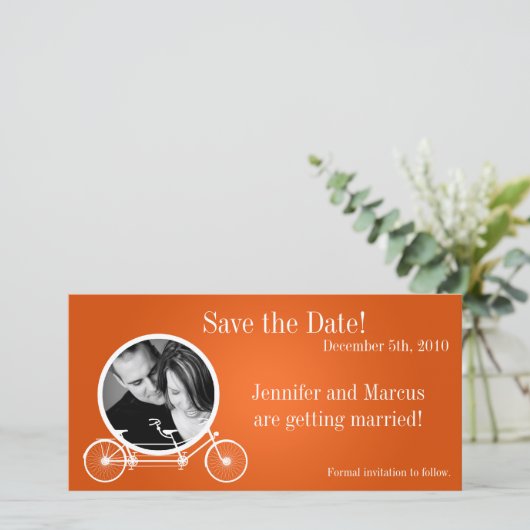 faire-part orange double Fiançailles 4x8 (Debout devant)