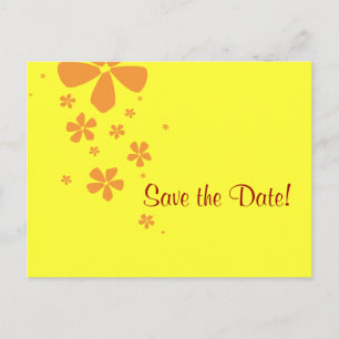 Faire-part Orange Flowers Enregistrer la date Carte postale a