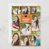 Faire-part Orange Graduate Photo Collage Moderne Graduation (Devant)