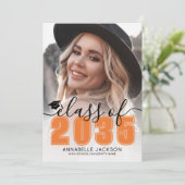 Faire-part Orange Graduate Photo Graduation (Debout devant)