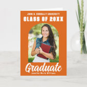 Faire-part Orange Graduate Photo Moderne Plié Graduation (Devant)