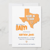 Faire-part Orange Herringbone Fabriqué au Texas Photo Baby (Devant)