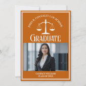 Faire-part Orange Law School Photo Custom Graduation (Devant)