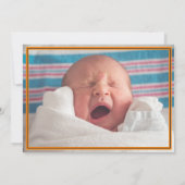 Faire-part Orange/Navy striped Fabriqué au Texas Photo Baby (Dos)