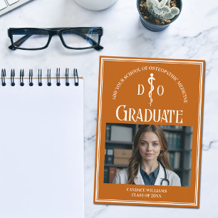 Faire-part Orange Ostéopathic Médicale School Graduation Phot