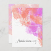 Faire-part Orchidée corail Aquarelle Papillon Fiançailles Ann (Devant / Derrière)