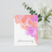 Faire-part Orchidée corail Aquarelle Papillon Fiançailles Ann (Debout devant)