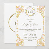Faire-part Orné de Damas Or à l'Or (Devant / Derrière)