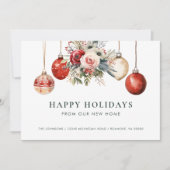 Faire-part Ornements de Noël Fête Florale Nouvelle Maison (Devant)