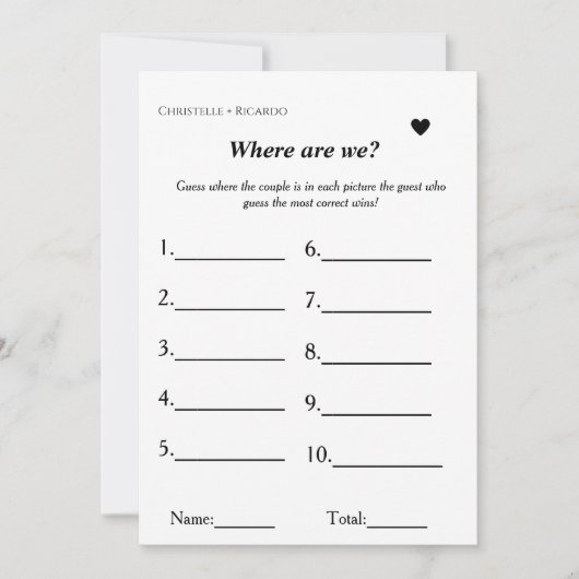 Faire-part où sommes-nous Voyage Thème jeu nuptiale douche (Devant)