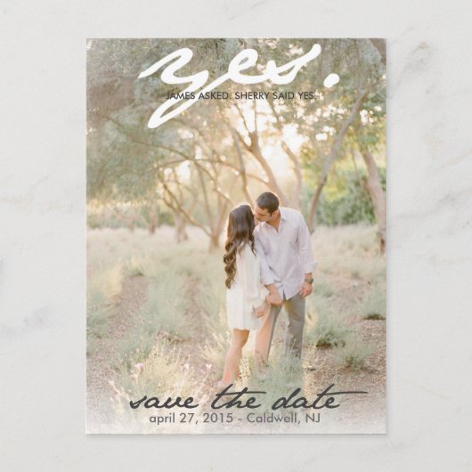 Faire-part Oui. Carte postale Enregistrez la date (Devant)