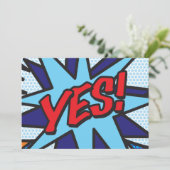 Faire-part OUI Votre Message Bulle de Discours Amusant Rétro (Debout devant)