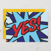 Faire-part OUI Votre Message Bulle de Discours Amusant Rétro (Devant / Derrière)