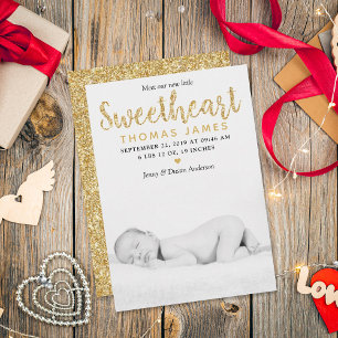 Faire-part Our Little Sweetheart Photo Birth Announcement
