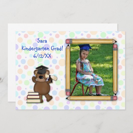 Faire-part Ours de diplôme élémentaire (Devant / Derrière)