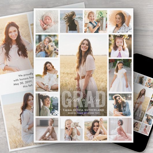 Faire-part Oversized Photo Collage Modern Overlay Graduation
