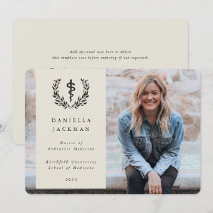 Faire-part Oyster Asclepius Médicale Graduation Photo