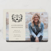 Faire-part Oyster JD Law Scales + Laurel Graduation Photo (Devant / Derrière)