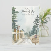 Faire-part Paix et joie de New Home Chemin boisé hiver (Debout devant)