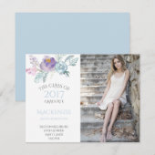 Faire-part Pale Blue Lavender Floral Photo Graduation (Devant / Derrière)