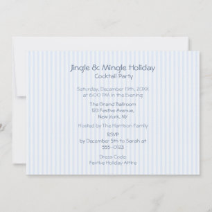 Faire-part Pale Blue Pastel Stripe Caprice de Noël Argent