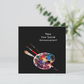 FAIRE-PART PALETTE D'ART DE COULEUR ARTISTE MONTRER LA GALERI (Debout devant)