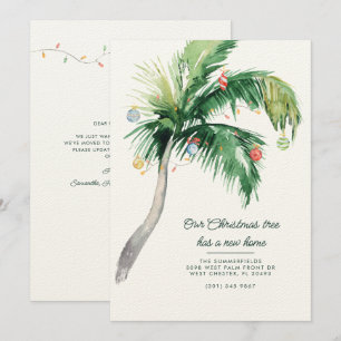 Faire-part Palm Tree Christmas Holiday Moving Nouvelle adress