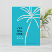 Faire-part Palm Tree Minimalist Aqua New Home Moving (Debout devant)