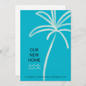 Faire-part Palm Tree Minimalist Aqua New Home Moving (Devant / Derrière)