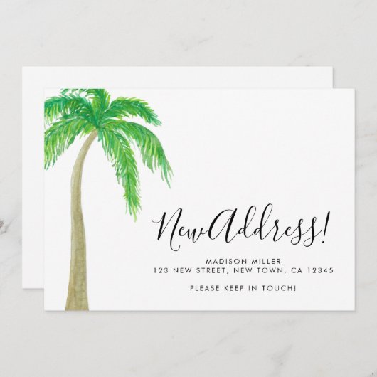 Faire-part Palm Tree New Address Moving  (Devant / Derrière)