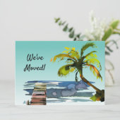 Faire-part Palm Tree Waterfront Dock Aqua New Home Moving (Debout devant)