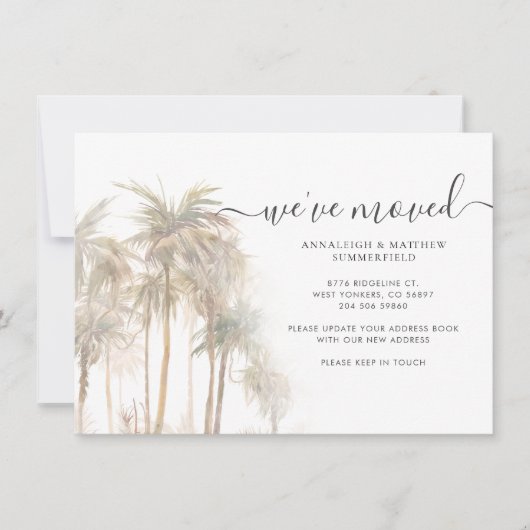 Faire-part Palm Trees Moving Home Changement d'adresse (Devant)
