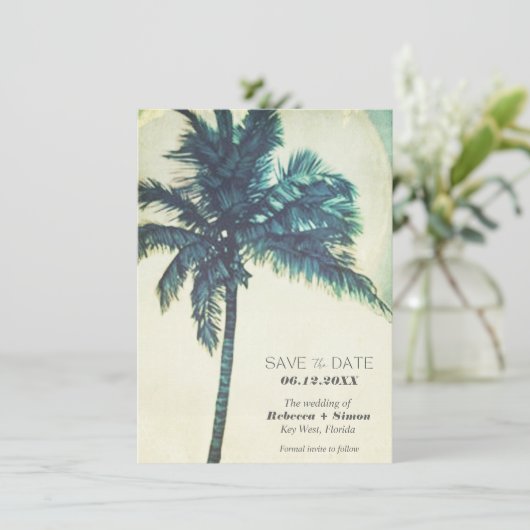 Faire-part Palm tropical Mariage numérique de plage Enregistr (Debout devant)