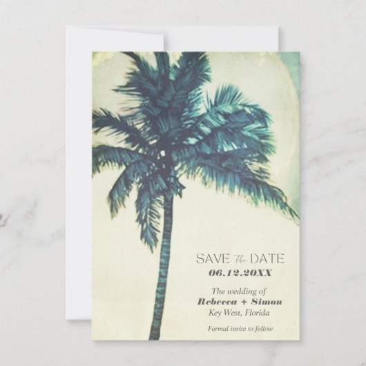 Faire-part Palm tropical Mariage numérique de plage Enregistr (Devant)