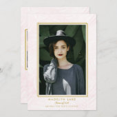 Faire-part Palmiers blanchis rose et cadre d'or photo Graduat (Devant / Derrière)