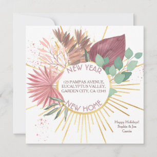 Faire-part Pampas et Eucalyptus Wreath Holiday Moving