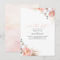 Pampas Grass Floral Rose Enregistrer la date