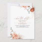 Faire-part Pampas Grass Floral Terracotta Enregistrer la date (Devant)