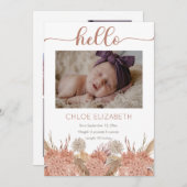 Faire-part Pampas Grass Girl 4 Photo Collage Naissance (Devant / Derrière)