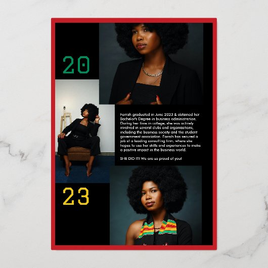 Faire-part panafricain de graduation de la filière (Verso)