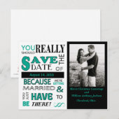 Faire-part Panneau Enregistrer La Date Carte Postale (Emerald (Devant / Derrière)