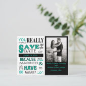 Faire-part Panneau Enregistrer La Date Carte Postale (Emerald (Debout devant)