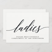 Faire-part Panneau salle de bain Mariage pour dames - Script  (Devant / Derrière)