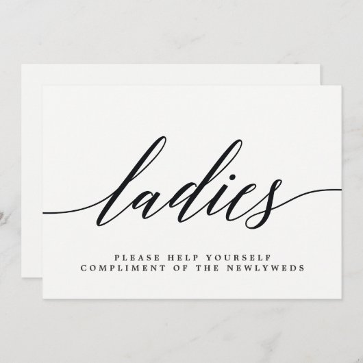 Faire-part Panneau salle de bain Mariage pour dames - Script  (Devant / Derrière)