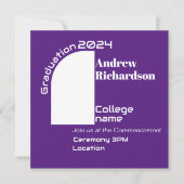 Faire-part Papier blanc violet graduation de l'arc (Devant)