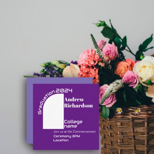 Faire-part Papier blanc violet graduation de l'arc