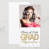 Faire-part Papier Pailleté Doré Confettis Fête de Remise de D (Devant / Derrière)